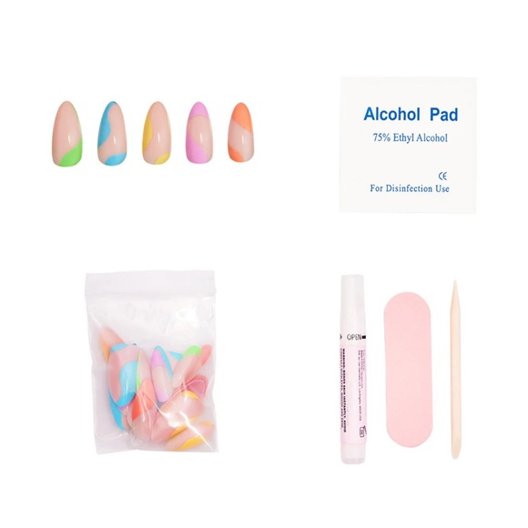 BNIB Glamnetic Reusable Press On Nails in ‘Rainbow Puff’ RRP $22 💅🏻🌈 - Picture 3 of 5